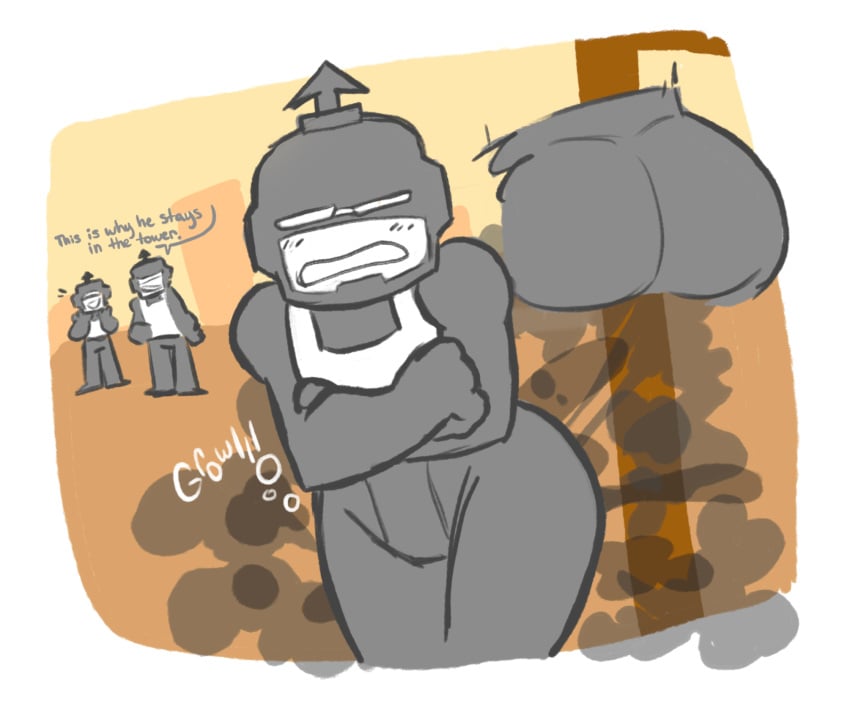 3boys blush cafebrappe clenched_teeth dialogue english_text fart fart_cloud fart_fetish front_view male male_only newgrounds onomatopoeia rear_view simple_background skittles_(tankmen) solo_focus speech_bubble tankmen thick_thighs