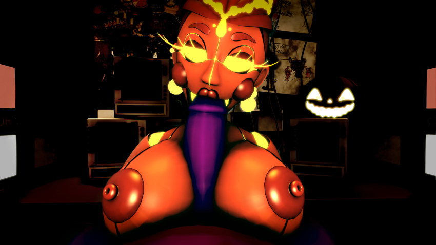 1boy 1boy1girl 1girls 3d 3d_(artwork) 3d_model ballora ballora_(fnafsl) breasts cosmic_trance dick female five_nights_at_freddy's five_nights_at_freddy's:_sister_location fnaf halloween jack-o jack-o-ballora jack_o_pumpkin_(fnaf) male office paizuri penis pumpkin purple_guy_(fnaf) scottgames sister_location summer_ballora summer_ballora_2.0_(cosmic_trance) william_afton