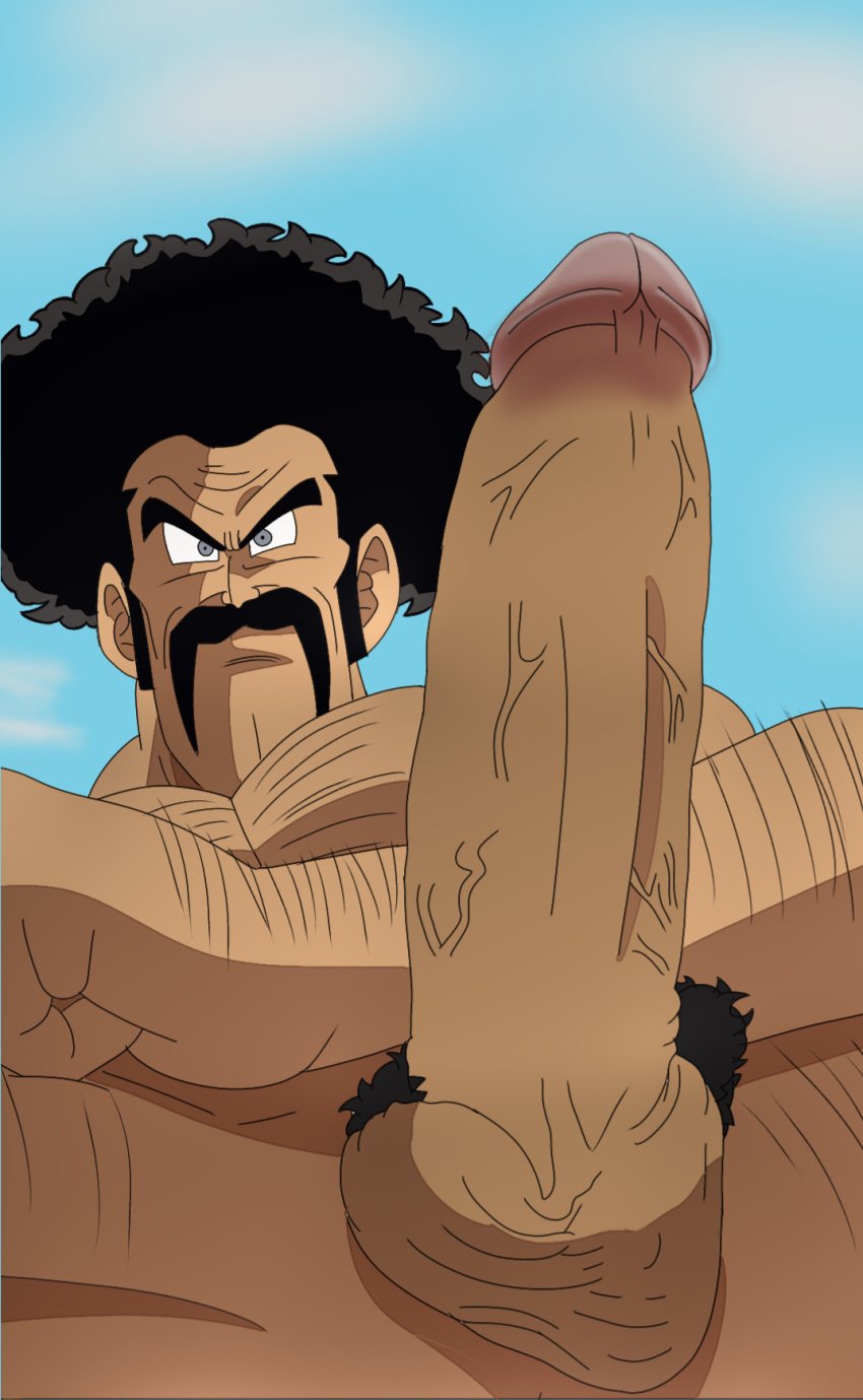 1boy balls ballsack black_hair body_hair chest_hair curly_hair dragon_ball dragon_ball_z erection facial_hair grey_eyes hairy_male human male male_only male_pubic_hair manly mature_male mr._satan mustache nude_male penis pubic_hair scrotum self_upload solo super_clark testicles veiny_penis