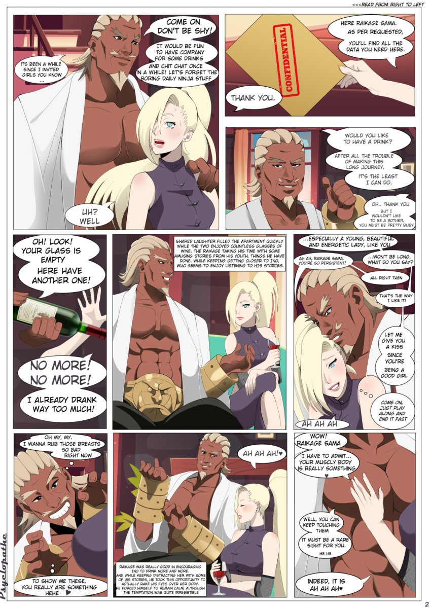 1girls age_difference beard blonde_hair blush comic dark-skinned_male dark_skin dialogue female hair_over_one_eye ino_yamanaka interracial long_hair male naruto naruto:_the_last naruto_(series) naruto_shippuden nude older_male psyclopathe raikage sai speech_bubble talking text yamanaka_ino younger_female