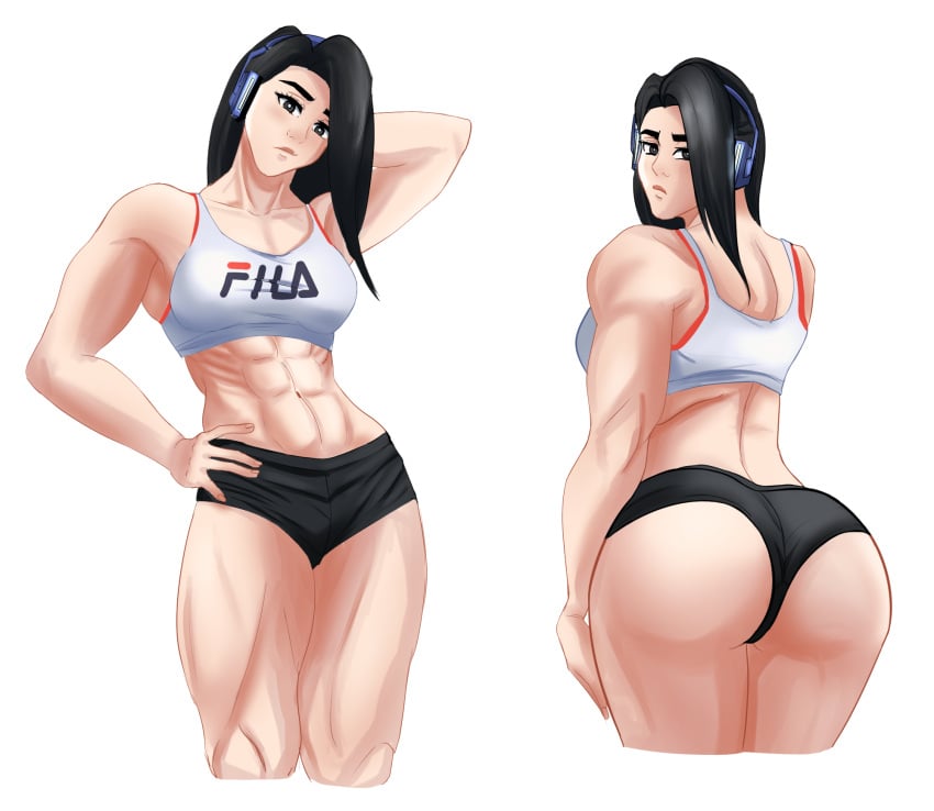 abs ass beelce beelce_minita beelceteam headphones muscular_female thighs