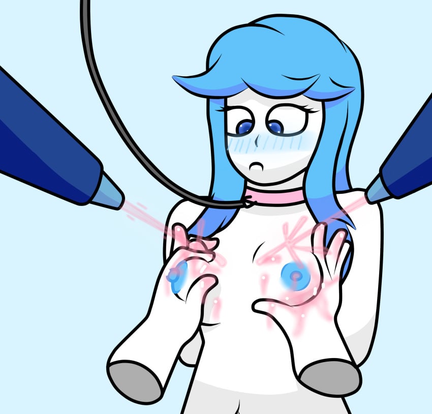 1girls anthro blue_eyes blue_hair blush breast_grab breast_massage breast_squeeze disembodied_hand disembodied_hands female female_focus female_only hand_on_breast hands_behind_back lube lube_on_breasts lubricant massage misu_(zaftero) small_breasts smaller_female white_skin zaftero_(artist)