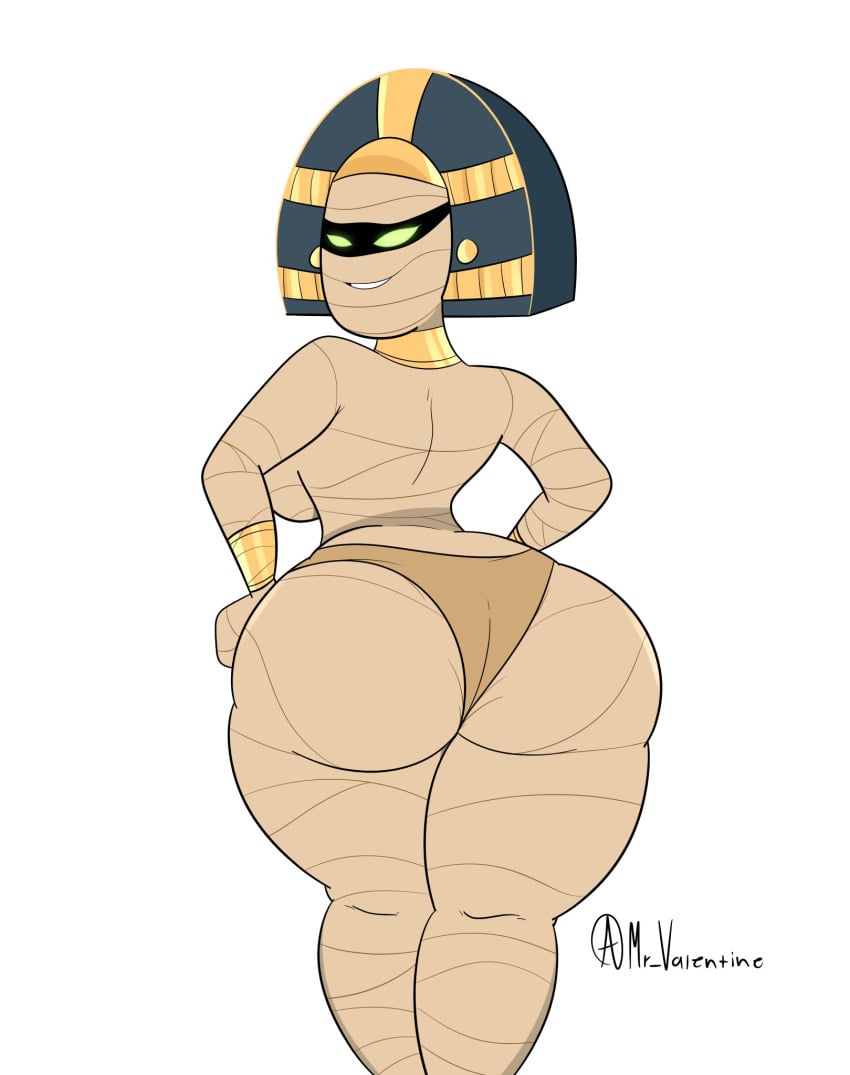 1girls ass backboob big_ass breasts clothing female female_mummy glowing_eyes green_eyes hotel_transylvania looking_at_viewer mr_valentine00 mummy smile thick_thighs thong wide_hips