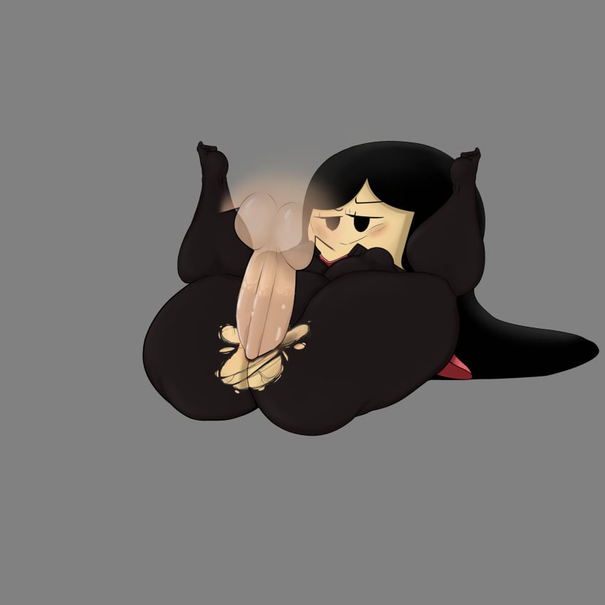 1girls black_hair bodysuit buddy_armstrong cataclysmsopor floating_penis lisa_(series) lisa_the_joyful lisa_the_painful lying_on_back mating_press mob_face precum simple_face torn_clothes