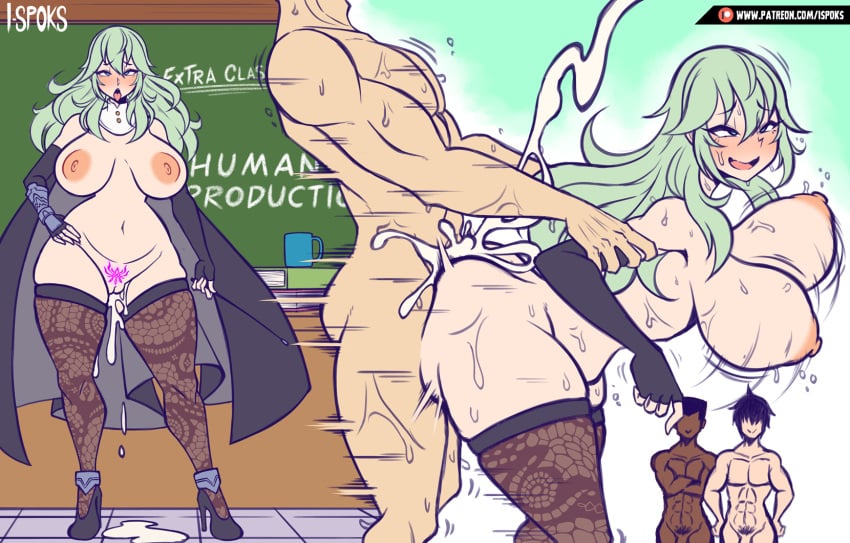 1girls 2koma 3boys after_sex after_vaginal ahe_gao ass bent_over big_breasts blush bouncing_breasts breasts byleth_(fire_emblem) byleth_(fire_emblem)_(female) cape chalkboard classroom crest_(fe3h) cum cum_in_pussy cum_inside cum_on_ass cum_overflow cum_pool cum_puddle cumdrip cumshot desk ejaculation elbow_gloves fingerless_gloves fire_emblem fire_emblem:_three_houses from_behind gloves heels holding_arm holding_arms ilustretsspoks large_ass large_breasts leggings line long_hair mostly_nude mug nintendo nipples penetration pounding pubic_tattoo pussy sex straight sweat sweatdrop sweaty tattoo teacher teacher_and_student thick_thighs thighs tongue tongue_out wide_hips