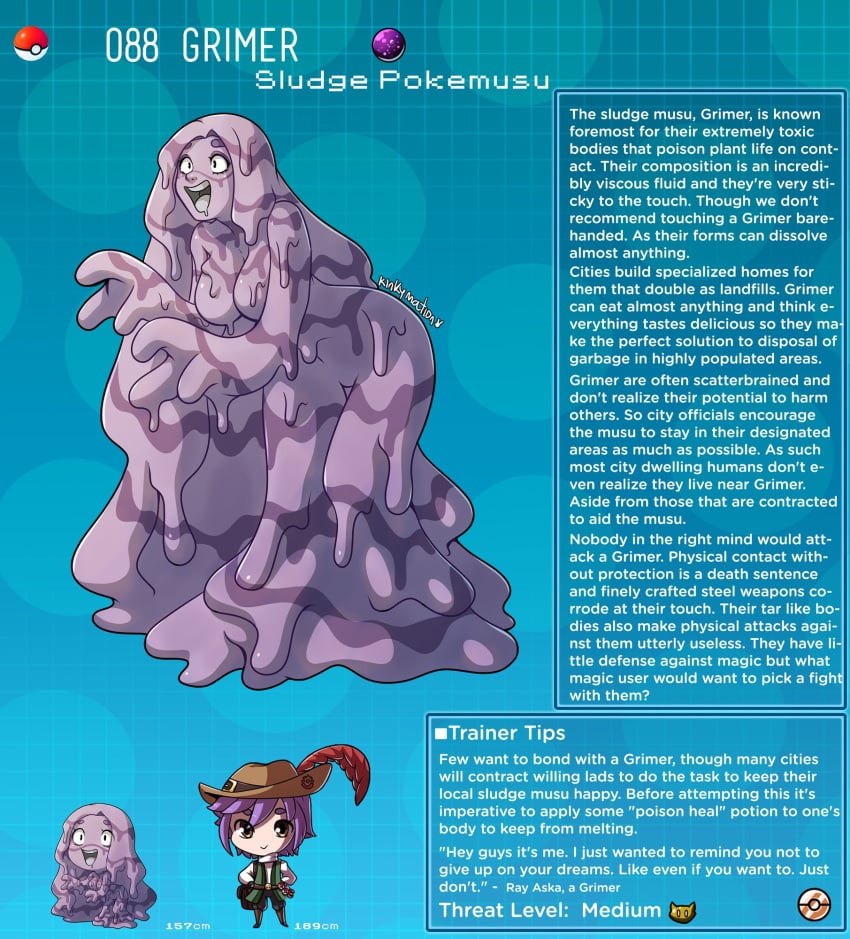 creature_index english_text grimer hi_res humanization kinkymation nintendo page_88 page_number pokémon_(species) pokemon pokemon-girl_encyclopedia pokemorph pokemusu profile slime slime_girl text text_box