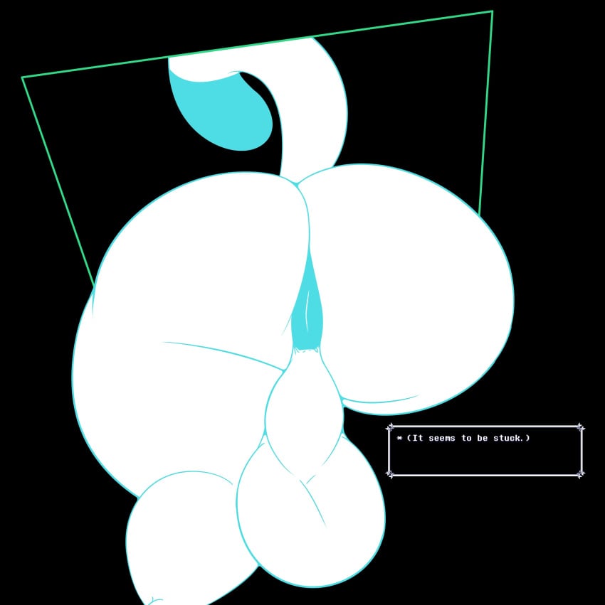 1boy absurd_res anus ass backsack balls big_ass big_balls butt_focus deltarune english_text femboy feral genitals hi_res huge_ass male male_only simple_background solo solo_male stuck stuck_tasque_(deltarune) tasque tasque_(animal) text thenameisradio thick_thighs through_wall video_games