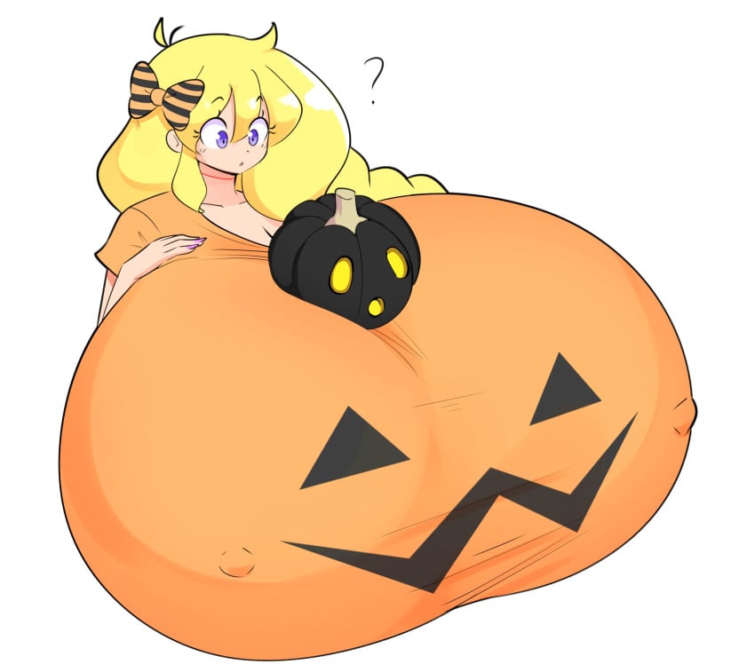 1girls 2021 ? blonde_hair breasts cassie_(theycallhimcake) enormous_breasts female female_focus gigantic_breasts halloween huge_breasts hyper hyper_breasts jack-o'-lantern long_hair nipple_bulge pink_nails pumpkin pumpkin_boobs purple_eyes simple_background solo solo_female solo_focus theycallhimcake top_heavy upper_body white_background