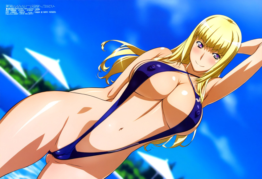 1girls accurate_art_style alguanyu alluring bare_legs big_breasts blonde_hair blue_sky cleavage emilie_de_rochefort female namco pin_up posing purple_eyes sling_bikini solo swimming_pool tekken tekken_5_dark_resurrection tekken_6_bloodline_rebellion tekken_7 tekken_8 tekken_tag_tournament_2