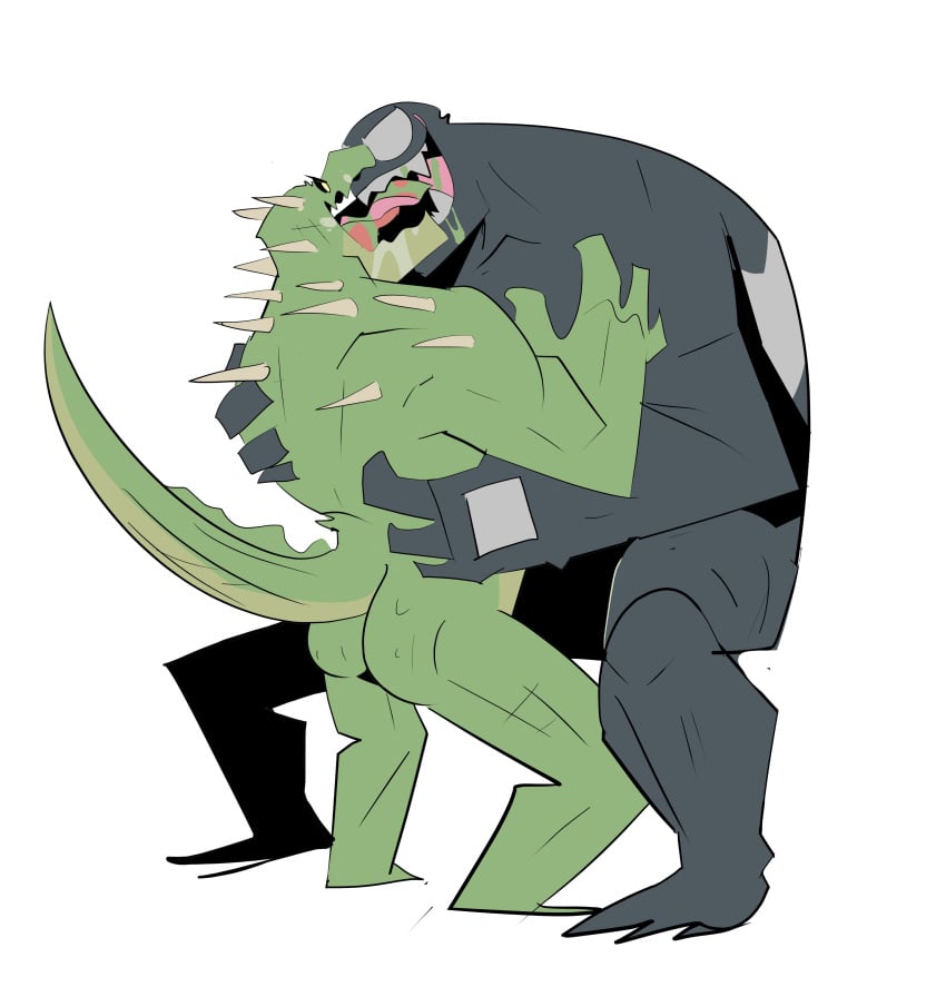 2023 absurd_res alien alien_humanoid anthro ass back_muscles barazoku biceps biped bodily_fluids curt_connors digital_media_(artwork) drooling duo french_kissing galanartworks gay green_body green_scales hi_res humanoid humanoid_on_anthro interspecies interspecies_yaoi kissing lizard male male/male marvel muscular muscular_anthro muscular_male nude open_mouth open_smile reptile saliva scales scalie simple_background size_difference sloppy_kiss smile spider-man_(series) symbiote tail teeth the_lizard_(marvel) tongue tongue_out venom_(marvel) white_background white_eyes yaoi