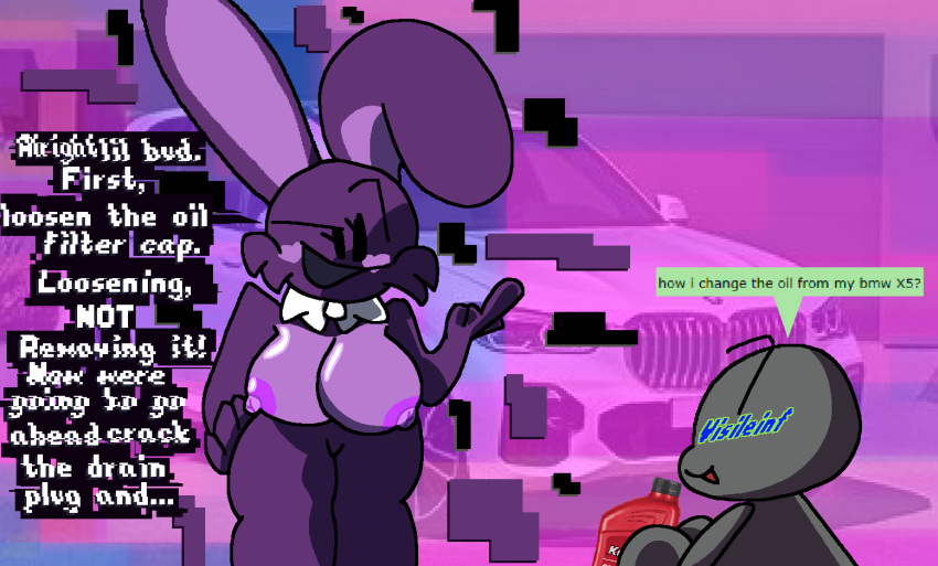 anthro big_breasts breasts chaoticdream cheek_tuft dialogue digital_creature english_text facial_tuft female five_nights_at_freddy's heart mammal nipples rabbit scottgames shadow_bonnie speech_bubble text