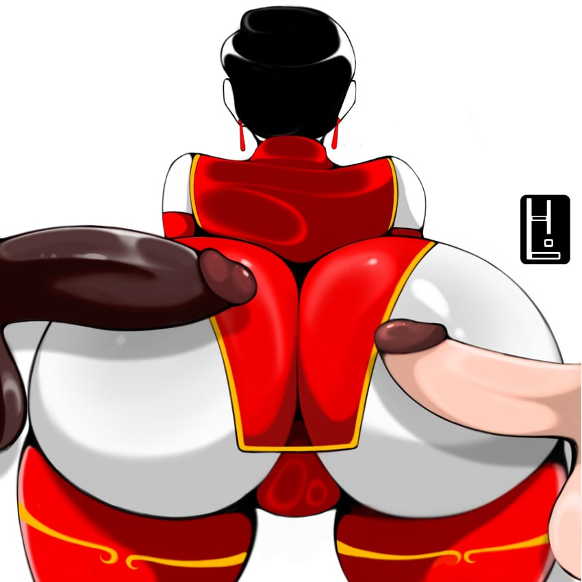 ass_focus ass_view big_ass big_butt big_dicks black_dick chinese chinese_clothes covered_pussy covering dicks htetlin milf oc original original_character pov red_clothing showing_ass showing_off white_dick