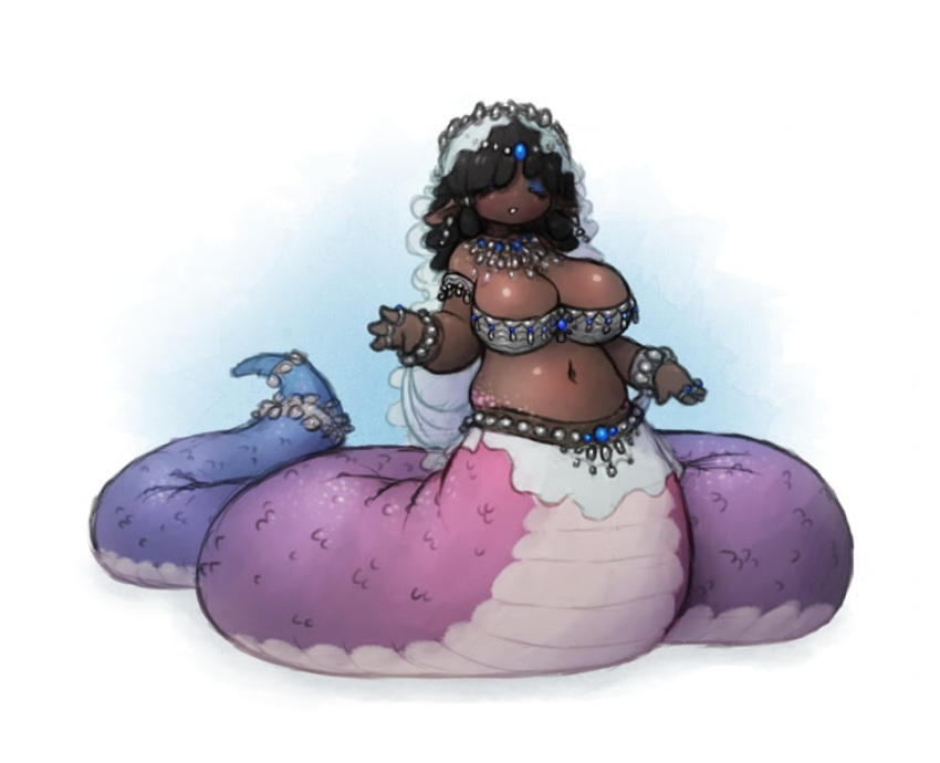 artist_request busty covered cute lamia snake_girl