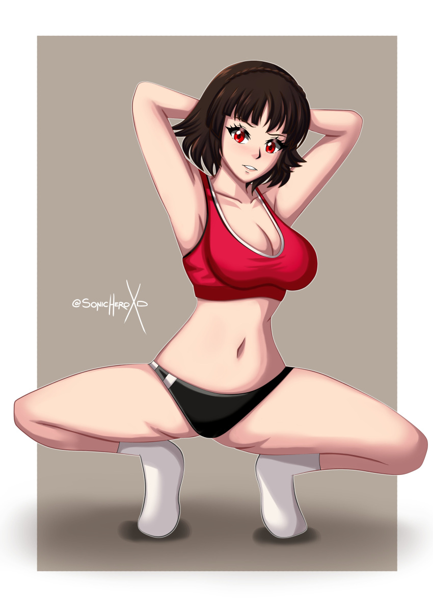 atlus breasts female female_only makoto_niijima persona persona_5 red_eyes solo sonicheroxd tagme