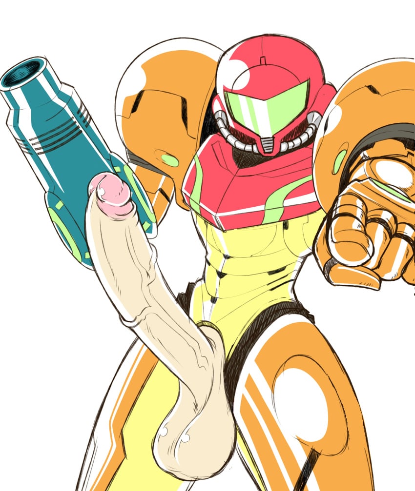 1futa armor armored_futa armored_samus balls big_balls big_penis clothed clothing erection futa_only futanari helmet helmet_with_visor huge_cock human light-skinned_futanari light_skin metroid mostly_clothed pale_skin penis penis_out pointing_at_viewer samus_aran solo standing stupidsmut varia_suit varia_suit_helmet weapon white_background