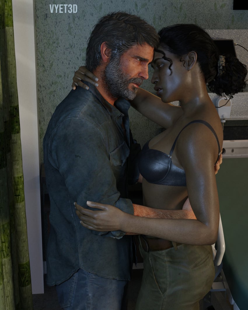 1boy 1boy1girl 1girls 3d 3d_model dark-skinned_female dark_skin desire desperation ebony female interracial interracial_sex joel_miller light-skinned_male light_skin male marlene_(the_last_of_us) melanin naughty_dog sexual_tension sony_interactive_entertainment the_last_of_us vyet3d