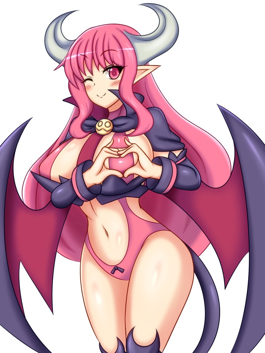 breasts disgaea heart_hands large_breasts nippon_ichi_software skimpy_clothes succubus succubus_(disgaea) succubus_costume succubus_horns succubus_tail succubus_wings thighs yukari_ume