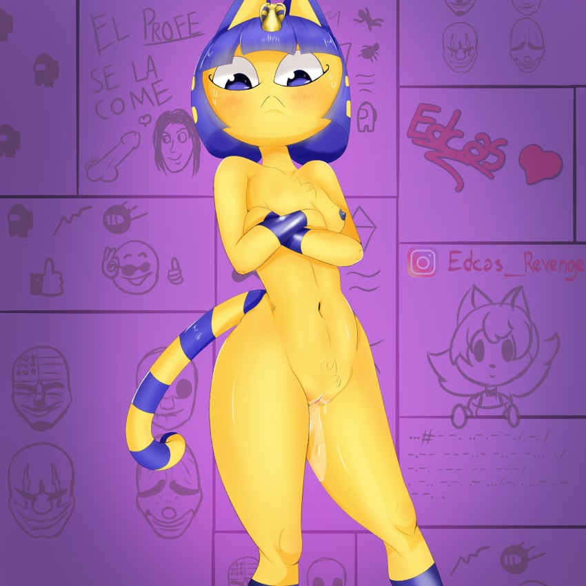 animal_crossing animal_ear animal_humanoid animal_pussy ankha ankha_(animal_crossing) ankha_ride_(minus8) blue_eyes blue_hair breasts cat_ears cat_girl cat_humanoid cat_tail catgirl edcas el_bananero feline female_focus female_only female_pubic_hair fur furry furry_breasts furry_ears furry_only furry_tail looking_at_viewer meme nintendo nintendo_switch nude nude_female payday_2 pubic_hair sweatdrop tail thick_thighs wet wet_pussy yellow_body yellow_fur