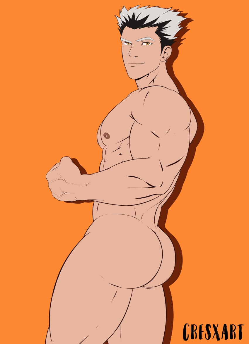 ass big_ass big_butt big_pecs bokuto_koutarou bubble_ass bubble_butt cresxart huge_ass looking_at_viewer male male_only muscles muscular muscular_male nipples no_visible_genitalia round_ass solo solo_male thick_thighs