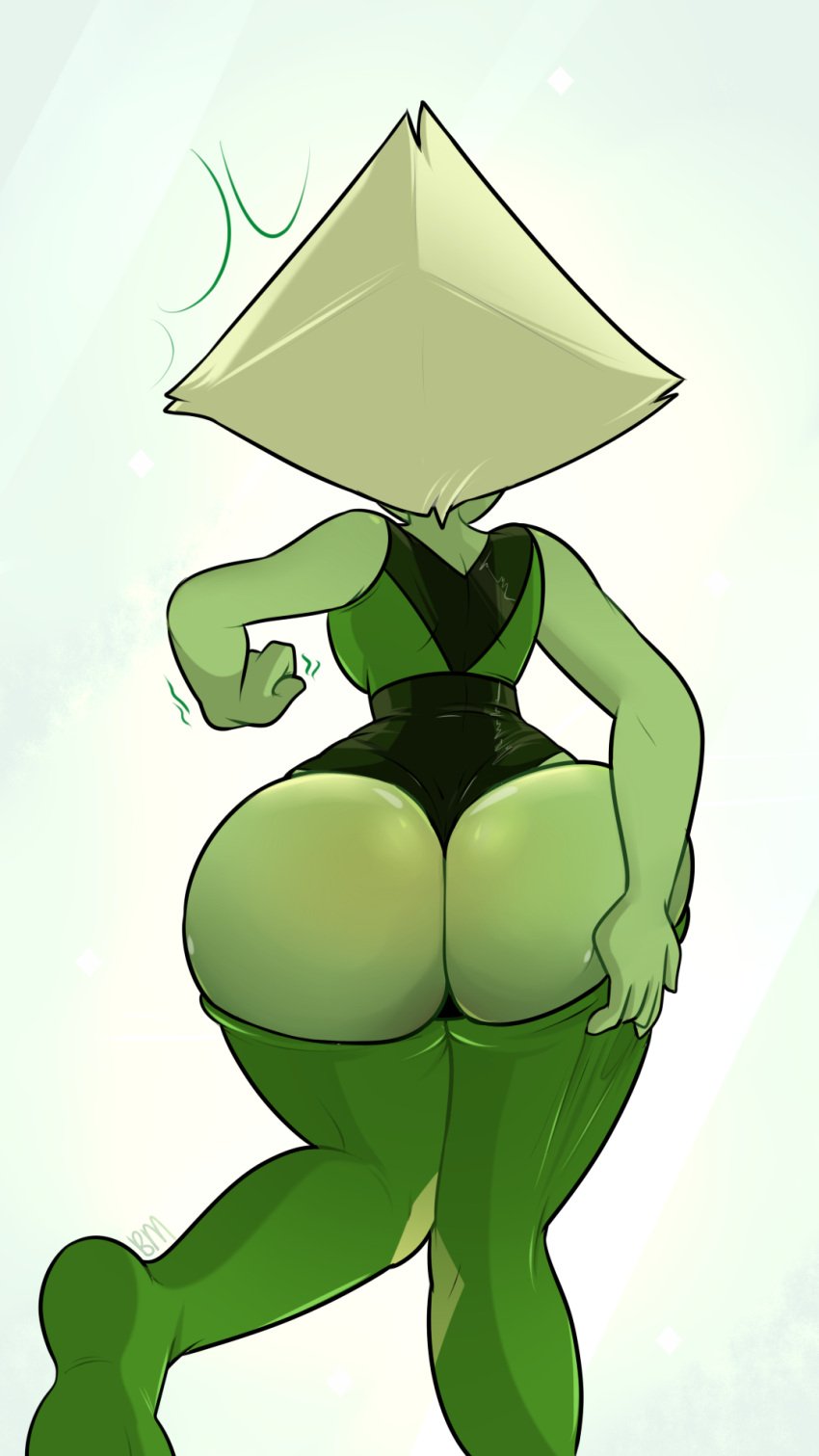 ass ass_grab bare_ass big_ass big_breasts big_butt blushmallet bubble_butt butt butt_crack cartoon_network embarrassed exposed_ass exposed_butt fat_ass gem_(species) green_hair green_skin hand_on_ass huge_ass huge_butt leotard massive_ass massive_butt mooning motion_lines pants_down pants_pull peridot_(steven_universe) sleeveless steven_universe surprised thick_ass thick_thighs thin_waist thong thong_leotard wide_hips