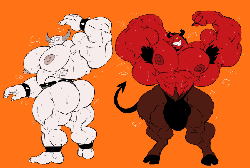 abs animaniacs bara biceps bodybuilder bulge flaccid golan golan_the_insatiable hyper hyper_balls hyper_genitalia hyper_muscles hyper_penis hyper_testicles male male_focus male_only muscle muscles muscular muscular_arms muscular_ass muscular_back muscular_legs muscular_male muscular_thighs nipples pecs remert satan satan_(animaniacs) sweat sweating sweaty veins veiny_penis