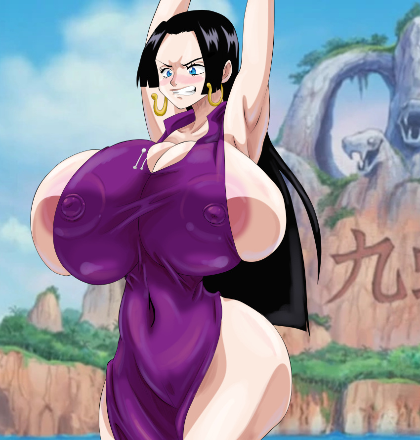 alternate_version_available areolae armpits arms_above_head arms_up asian_clothing ass bbw belly_button big_breasts black_hair blue_eyes blush boa_hancock breasts breasts_out busty cameltoe chinese_clothes clenched_teeth clothed clothing curvaceous curvy curvy_figure dress ear_piercing earrings erect_nipples female female_focus female_only greengiant2012 gritted_teeth hoop_earrings hourglass_figure huge_breasts jewelry large_areolae large_breasts long_dress long_hair nipples no_bra no_panties one_piece oppai outdoors outside pale-skinned_female pale_skin pink_nipples pose posing revealing_clothes shounen_jump sideboob skimpy skimpy_clothes skimpy_dress solo solo_female solo_focus standing teeth thick_thighs thighs tight_clothing voluptuous wide_hips