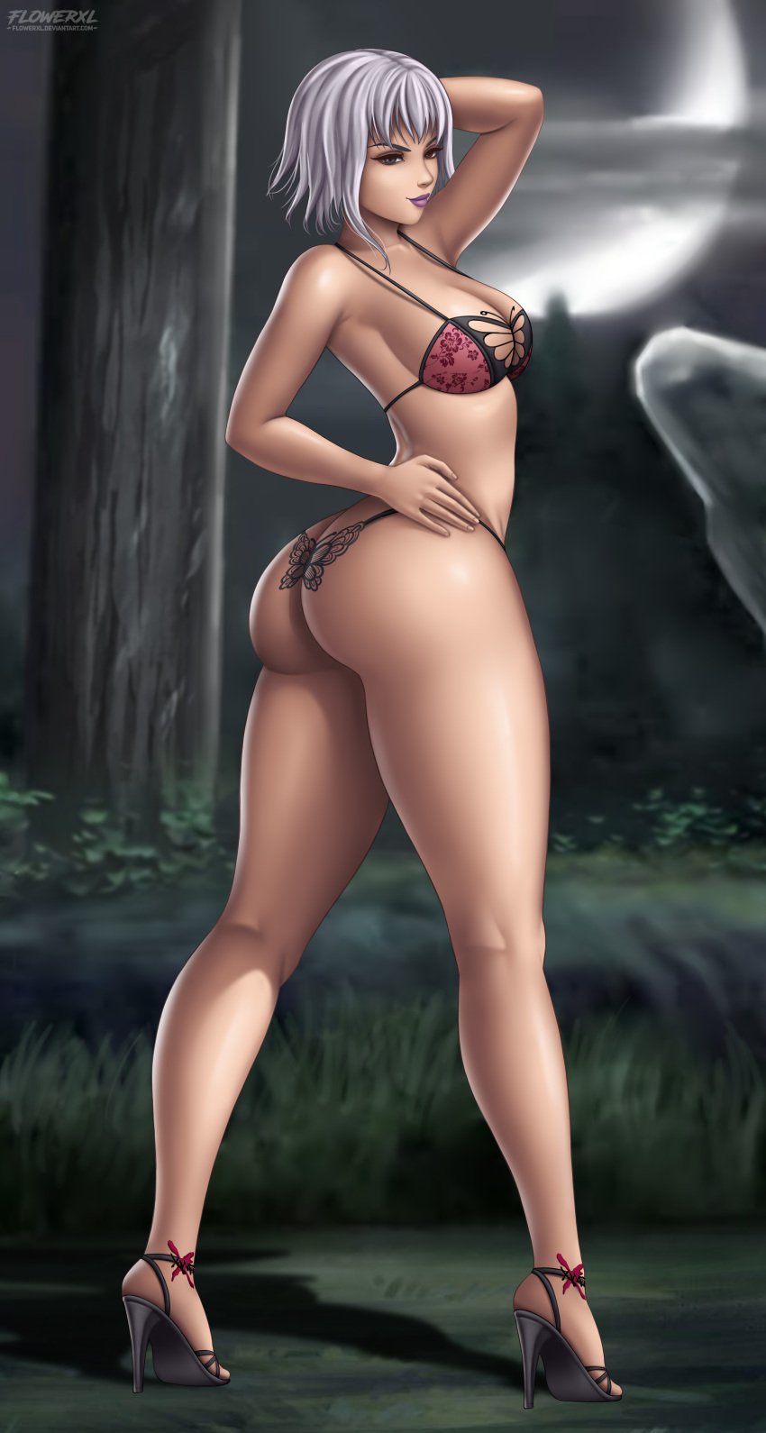 alluring ass bandai_namco big_ass breasts butterfly butterfly_lingerie cleavage death_by_degrees female flowerxl g-string grin grinning heterochromia high_heels lana_lei legs lingerie lipstick long_legs medium_breasts medium_hair namco namco_bandai red_lingerie round_ass silver_hair skimpy skimpy_clothes slender slender_waist smile smirk smirking stage sultry_eyes tekken tekken_5_dark_resurrection thick thick_ass twitter villain wolves_den xwf