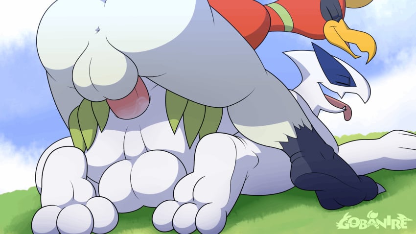 16:9 3_toes all_fours anal anal_sex animated anthro anthro_on_anthro anthro_penetrated anthro_penetrating anthro_penetrating_anthro anus ass balls beak bouncing_balls closed_eyes duo erection feet from_behind_position genitals gif gobanire hi_res ho-oh legendary_pokémon loop lugia male male/male male_penetrated male_penetrating male_penetrating_male nintendo penetration penile penile_penetration penis penis_in_ass pokemon pokemon_(species) rear_view sex short_playtime toes tongue tongue_out video_games white_body widescreen