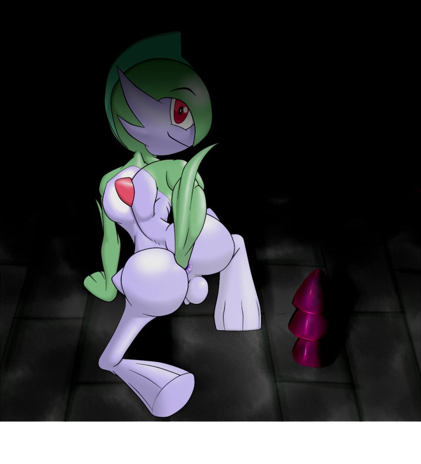 a- anal_fisting anal_masturbation ass dildo fisting gallade looking_back male male_only masturbation pokémon_(species) pokemon pokemon_(species) pokemon_dppt red_eyes smile solo