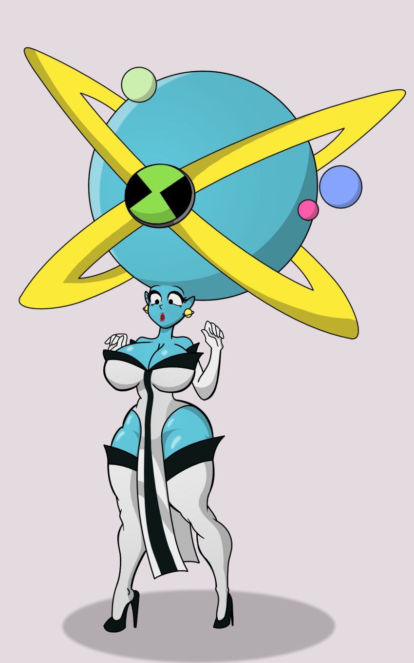 alien alien_girl bald ben_10 ben_tennyson big_ass big_breasts big_head buzz_lightyear_of_star_command cartoon_network disney female_ben gender_transformation genderswap_(mtf) gravitina green_skin high_heels hyper_head omnitrix post_transformation rule_63 thick_thighs transformation wide_hips