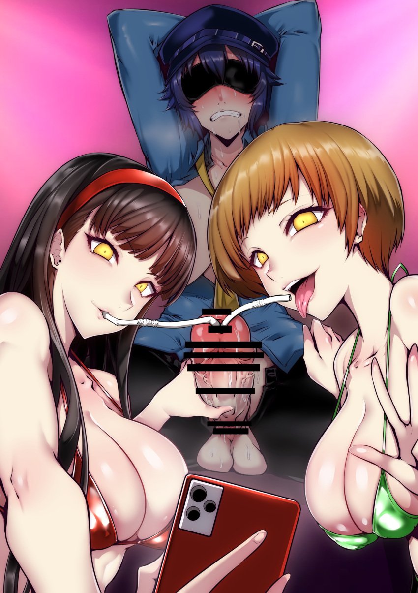 1futa 2girls amagi_yukiko arms_above_head arms_behind_head arms_up balls big_breasts big_penis bikini blindfold blush breasts breasts_out censored cleavage clothed clothing dickgirl dickgirl/female drooling duo_focus erection female femdom futa_balls futa_urethral_insertion futanari futasub gaping_urethra gggg handjob hat human large_breasts light-skinned_futanari light_skin mostly_clothed nipples pale_skin peeing peeing_in_mouth penis persona persona_4 phone saliva satonaka_chie selfie semen shadow_(persona) shadow_chie shadow_self_(persona) shadow_yukiko shirogane_naoto smartphone sounding spread_legs squatting straw straw_in_penis sweat tagme taking_picture urethra urethral urethral_insertion urethral_penetration urinating urinating_futanari urination urine urine_in_mouth v