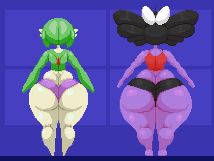 2d 2d_animation 2girls animated anthro anthro_only arms_up ass ass_focus ass_jiggle back_view big_ass big_butt blue_background bottom_heavy bottomwear butt exercise faceless_female facing_away female female_focus female_only game_freak gardevoir gif gigantic_ass gigantic_butt gothitelle green_body green_skin huge_ass huge_butt jiggle jumping jumping_jacks large_ass large_butt motion_lines nintendo pixel_animation pixel_art pokémon_(species) pokemon pokemon_(species) pokemon_only purple_body purple_skin rear_view red_topwear shorts simple_background skimpy skimpy_clothes spinneborg sportswear tank_top thick_ass thick_thighs video_games white_body white_skin wide_hips yoga