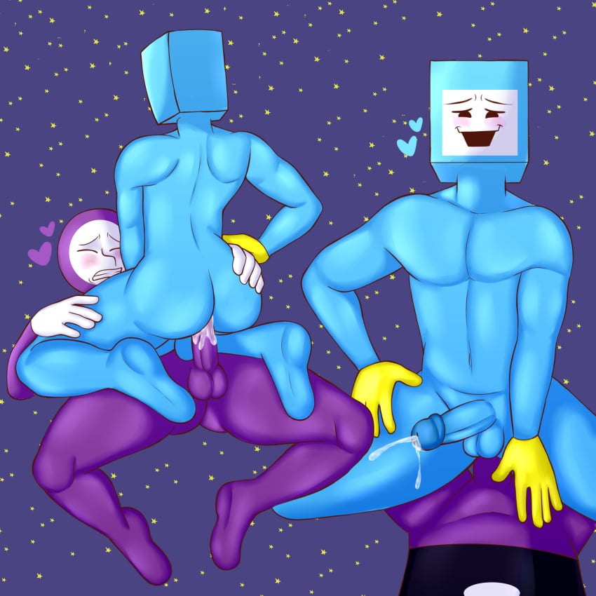 2boys alien alien_humanoid anal anal_sex back_turned back_view big_balls big_butt big_penis blue_skin blush cosmic_dancers cowgirl_position cum cum_in_ass cum_inside cumshot dialogue gritted_teeth hand_on_ass hand_on_leg heart humanoid_genitalia humanoid_penis looking_pleasured male male/male male_only male_penetrating male_penetrating_male male_pov nintendo peekleek power_bottom purple_skin rhythm_heaven space_dancers_(rhythm_tengoku) spread_legs text yaoi