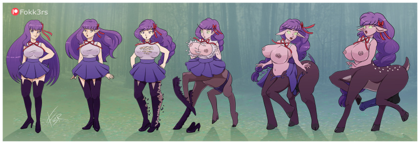 1futa 1girls areolae balls bb bb_(fate) big_breasts bimbo bimbofication breast_expansion breasts centauress clothed clothing deer_taur dryad duo fate/grand_order fate_(series) female fokk3rs fully_clothed futanari futanari_transformation horse_penis horsecock human humanoid light-skinned_female night_elf nipples nude penis penis_growth purple_hair standing taur taur_transformation transformation transformation_sequence world_of_warcraft