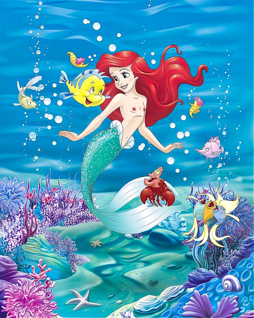 ariel artist_request blue_eyes breasts disney edit female flounder merfolk mermaid mermaid_tail nipple nipples pale_skin pink_nipples red_hair screenshot_edit sebastian_(disney) sexually_suggestive skinny skinny_girl skinny_waist small_breasts smaller_female tagme the_little_mermaid thin_waist tight_pussy tiny_breasts tiny_waist underwater