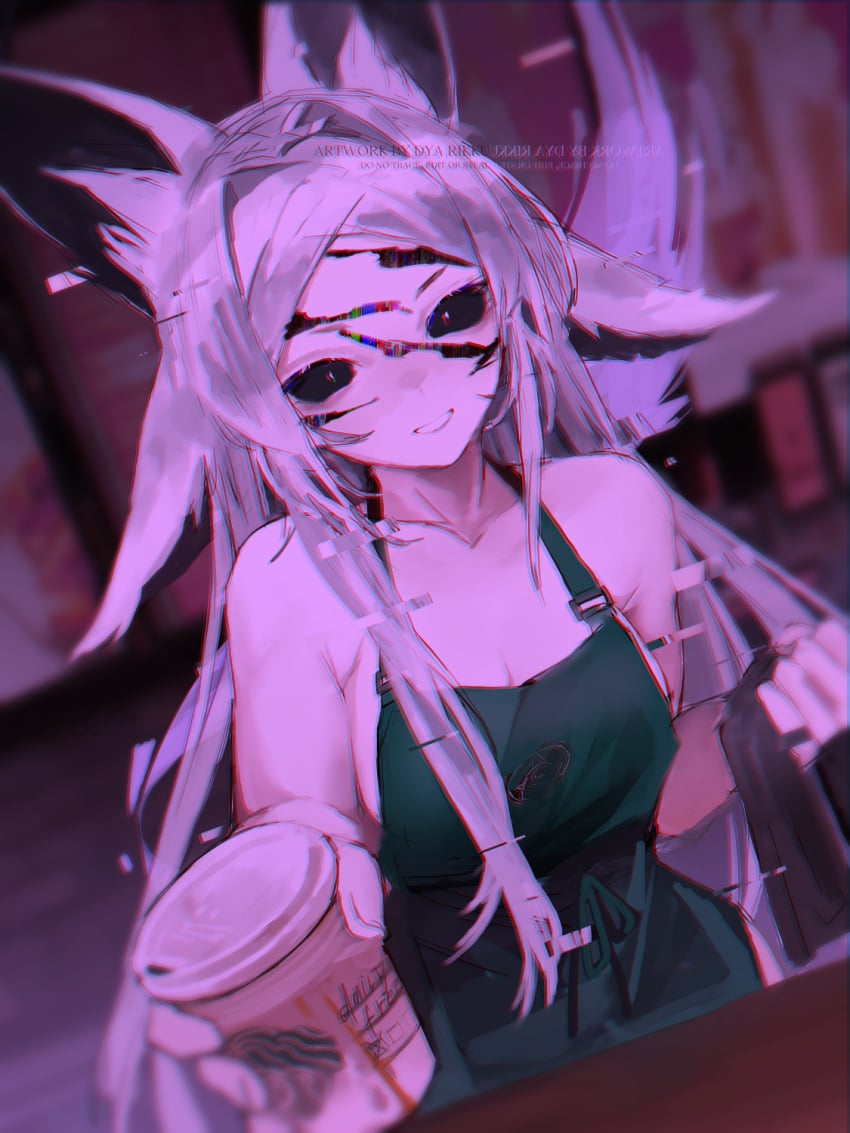 apron coffee dya_rikku dya_rikku_(vtuber) fox_girl glitching iced_latte_with_breast_milk meme tagme virtual_youtuber vyugen