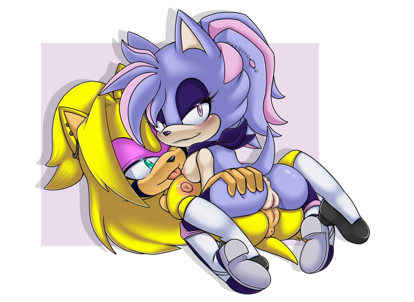 alternate_version_at_source crimsontagger female/female kandy_the_hedgehog mobian_(species) purple_fur sonic_(series) tastikandy tribadism yellow_fur yuri