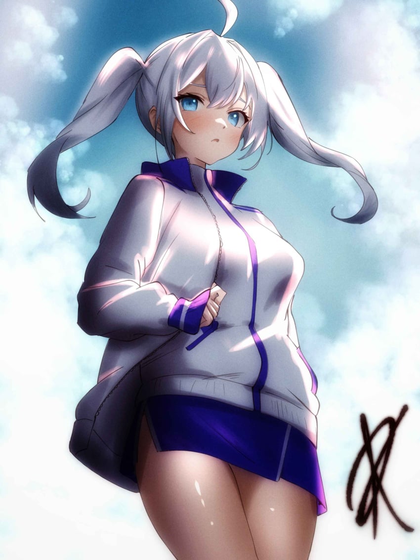 blue_eyes discord dumbergas female long_hair original_character reedemedright short_skirt spain thick_thighs track_suit venezuelan white_hair
