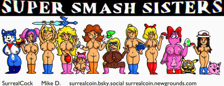 11girls birdo bow breasts breasts_out candy_kong egg hat jigglypuff krystal_(star_fox) leaf_(pokemon) leggings legwear master_sword mike_d_(writer) multiple_girls nude_female paula_polestar pikachu pikachu_libre princess_daisy princess_peach ribbon_(kirby) samus_aran surrealcock tagme tie tights trans trans_woman ulala zelda_(breath_of_the_wild)