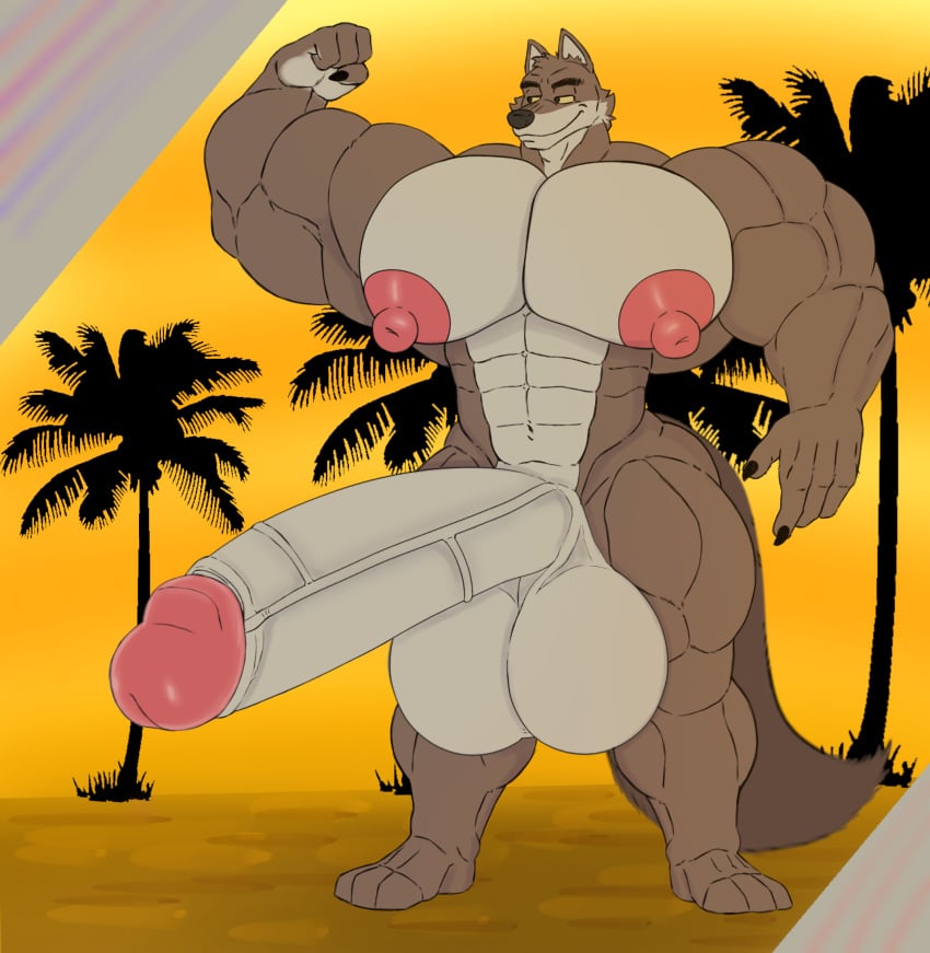abs anthro balls biceps big_balls big_biceps big_muscles big_pecs big_penis canid canine canis dreamworks flexing fluffy fluffy_tail genitals half-erect hehdgd hi_res huge_balls huge_cock huge_muscles huge_pecs hyper hyper_balls hyper_biceps hyper_genitalia hyper_muscles hyper_pecs hyper_penis male mammal mr._wolf_(the_bad_guys) muscular muscular_anthro muscular_arms muscular_male narrowed_eyes nipples pecs penis solo tail the_bad_guys vein veiny_penis wolf