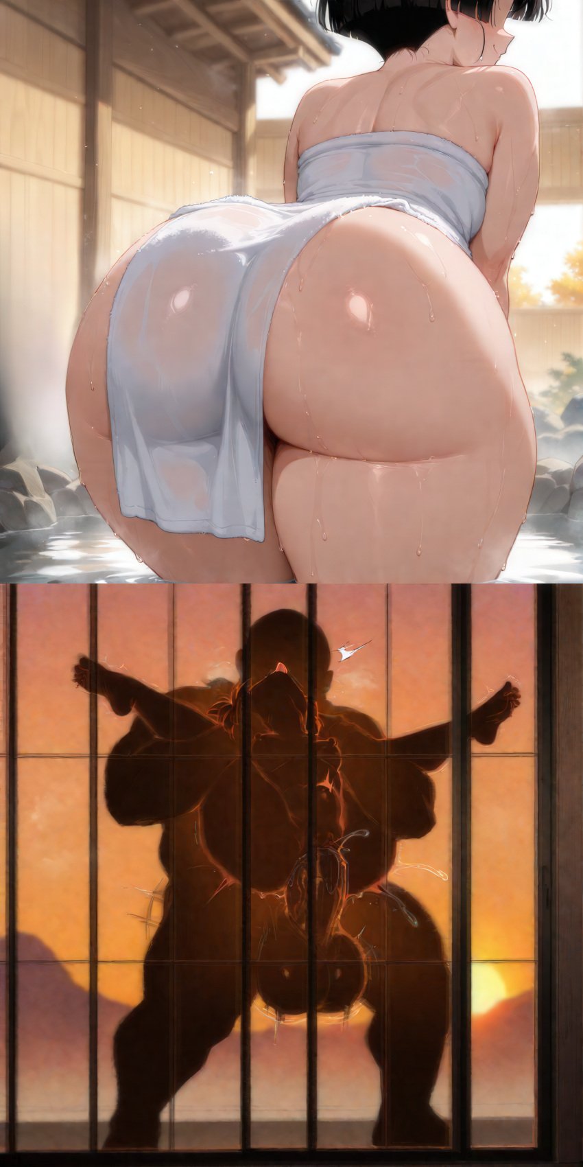 1boy 1boy1girl 1girls 2koma age_difference ai_generated arched_back ass ass_focus balls barefoot before_and_after behind_door belly_bulge big_ass big_balls big_butt big_cock big_penis big_testicles black_hair breasts bubble_ass bubble_butt closed_door cock dat_ass dragon_ball dragon_ball_gt fat_ass fat_butt fat_man female female_penetrated full_nelson genitals hard_on hidden_sex huge_ass huge_butt huge_cock large_balls large_penis large_testicles legs_up light-skinned_female light_skin long_penis male male/female male_penetrating male_penetrating_female older_male older_penetrating_younger onsen pale-skinned_female pale_skin pan_(dragon_ball) penetration penis penis_in_pussy pussy_juice pussy_juice_drip rough_sex round_ass round_butt sex size_difference smaller_female stable_diffusion stand_and_carry_position standing standing_sex stomach_bulge straight sunset taller_male testicles thick_ass thick_butt thick_penis thick_thighs thighs tongue tongue_out towel vaginal_penetration vaginal_sex