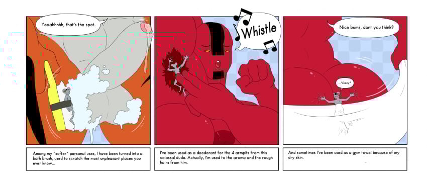 abuse alien anthro appoplexian armpit_fetish armpit_hair armpit_in_face armpit_musk aroused ass balls bath_brush bathing ben_10 big_balls big_butt big_dom_small_sub bodily_fluids body_hair bullying cartoon_network dialogue disgust dominant dominant_male dripping erection face_in_ass face_on_ass face_on_balls felid forced forced_sniffing fourarms galvan_(ben_10) gay genital_fluids genitals grey_matter grossed_out group hi_res humiliation kidnapping male male/male mammal manly micro muscular musk nipples penis poor_personal_hygiene precum precum_drip rath_(ben_10) size_difference smelly smelly_armpits suds tetramand towel trio unknown_artist whistling