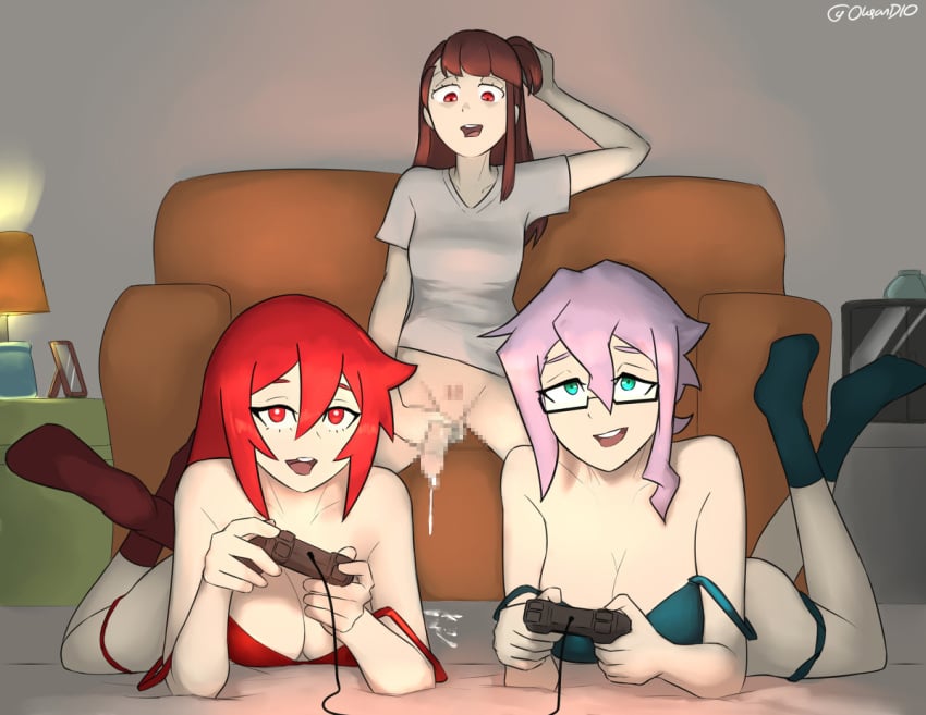 1futa 2girls after_sex akko_kagari chariot_du_nord croix_meridies cum female little_witch_academia ursula_callistis