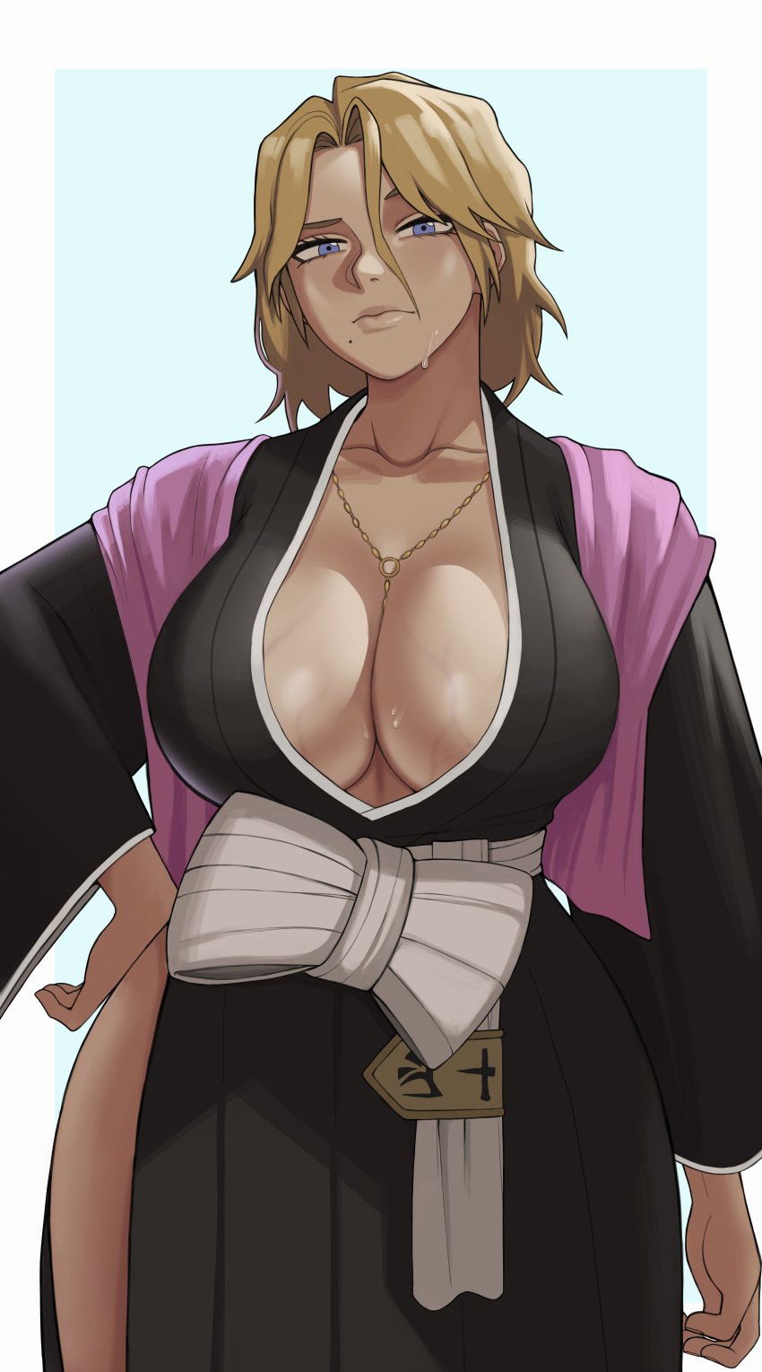 1girls big_breasts bleach bleach:_the_thousand-year_blood_war curvaceous curvy curvy_female female female_focus female_only gud0c hi_res highres huge_breasts large_breasts light-skinned_female light_skin looking_at_viewer matsumoto_rangiku solo solo_female solo_focus wide_hips