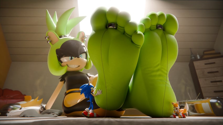 2024 3d 5_toes absurd_res afrosoricid anthro biped canid canine clothed clothing digital_media_(artwork) eulipotyphlan feet feetymcfoot female foot_fetish foot_focus footwear fox green_body grin group hedgehog hi_res humanoid_feet idw_publishing inside mammal micro miles_prower miles_tails_prower plantigrade sega smile soles solo sonic_(series) sonic_the_hedgehog sonic_the_hedgehog_(comics) sonic_the_hedgehog_(idw) sonic_the_hedgehog_(series) surge_the_tenrec tail tails tails_the_fox tenrec toes trio