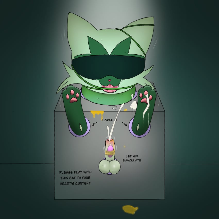 bodily_fluids bondage ejaculation ejaculation_while_toyed eypix facial_markings feet felid feral floragato gag generation_9_pokemon genital_fluids genitals head_markings hi_res liquid male mammal markings mask_(marking) nintendo nude paws penis pokemon pokemon_(species) pussy_tape sex_box solo tape tears urine urine_on_ground urine_stream vibrating