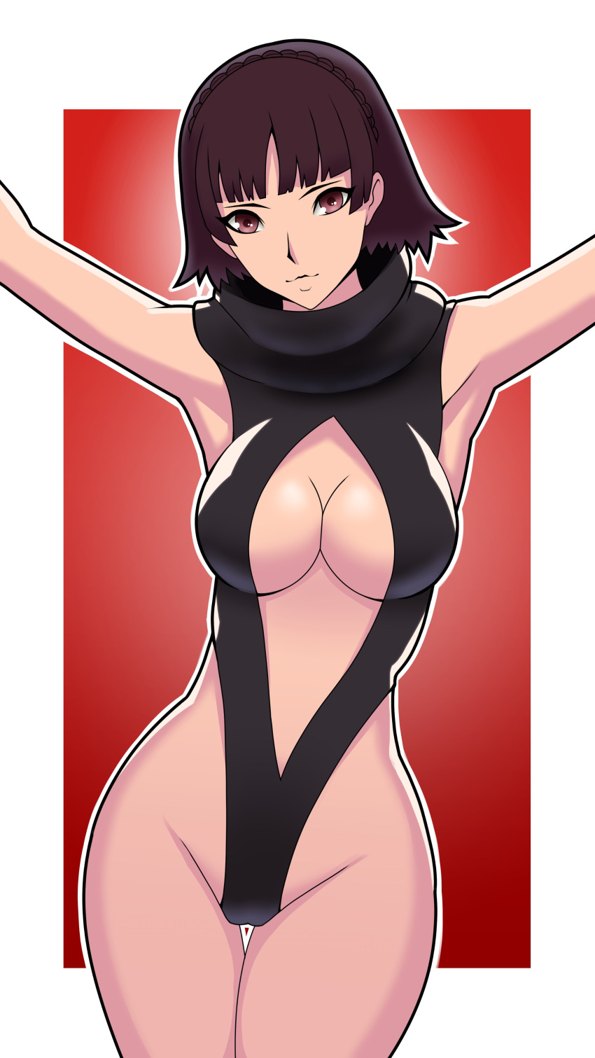 alternate_costume atlus breasts brown_hair looking_at_viewer makoto_niijima mwxxxart persona persona_5 short_hair tagme white_skin