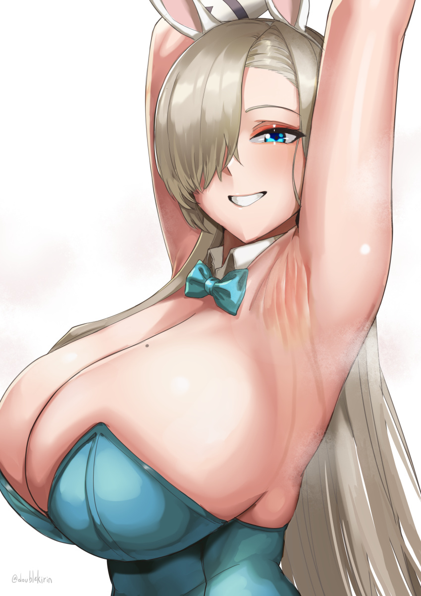 1girls areolae armpits asuna_(blue_archive) asuna_(bunny)_(blue_archive) blue_archive breasts cleavage female female_only huge_breasts kirinkirin looking_at_viewer millennium_science_school_student solo