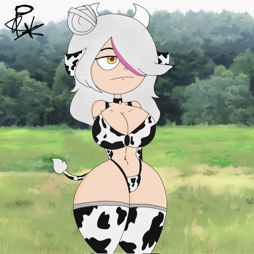 big_breasts big_breasts cow_ears cow_girl cow_horns cow_tail fhs fhsz3r0 fnafhs fnafhs_z3ro fnafhsrule34 meg_(fnafhs) pink_hair thick_thighs thighhighs two_tone_hair white_hair xxpxx