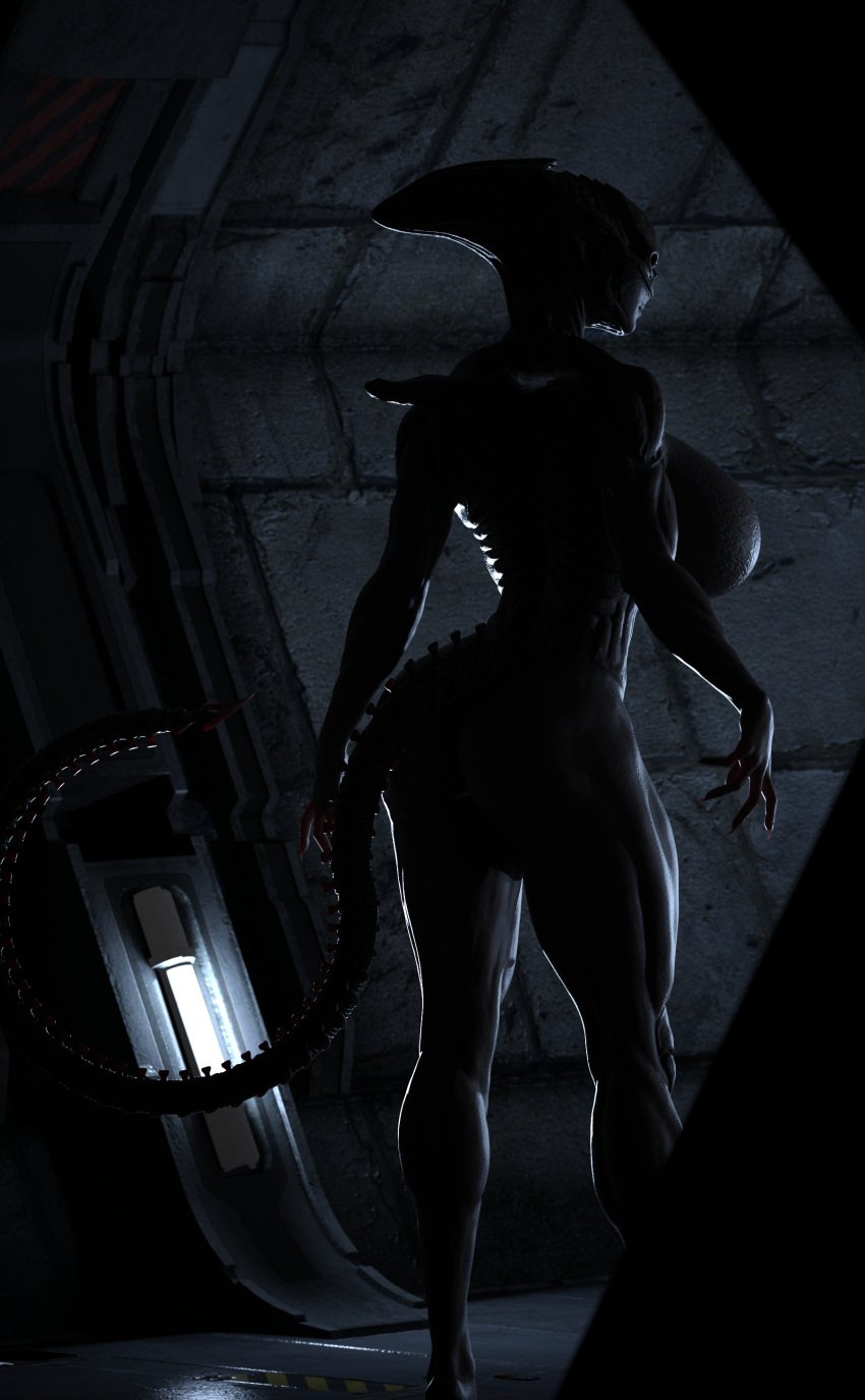 3d 3d_(artwork) alien alien_(franchise) alien_girl big_breasts breasts creature digital_media_(artwork) female female_xenomorph humanoid large_ass metal_01 monster monster_girl muscular naked no_humans nude standing tail xenomorph